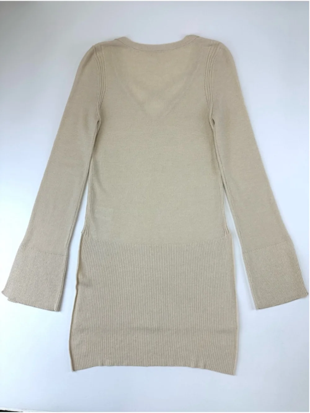 Free People Cream Criss Cross Bell Sleeve Oversized Sweater S Boho Knit Tunic